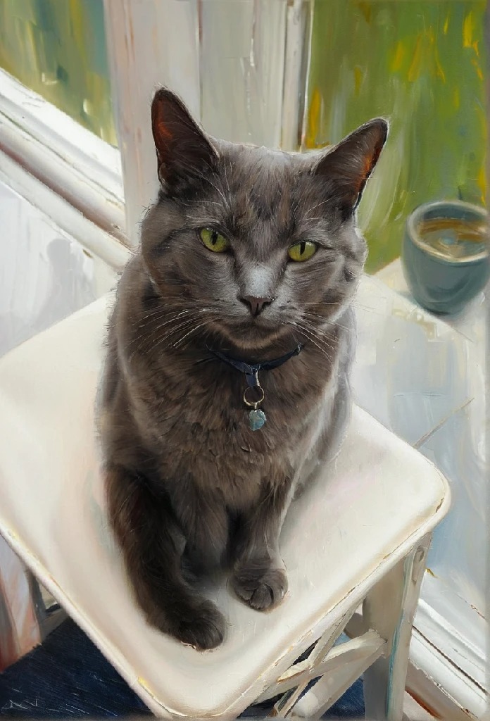 Cat Pet Portrait Oil Painting